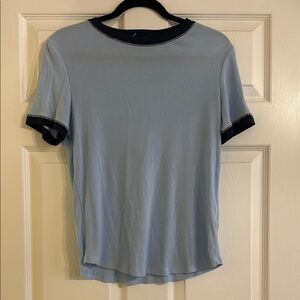 Treasure & Bond Blue Ribbed Stretch Ringer Tee